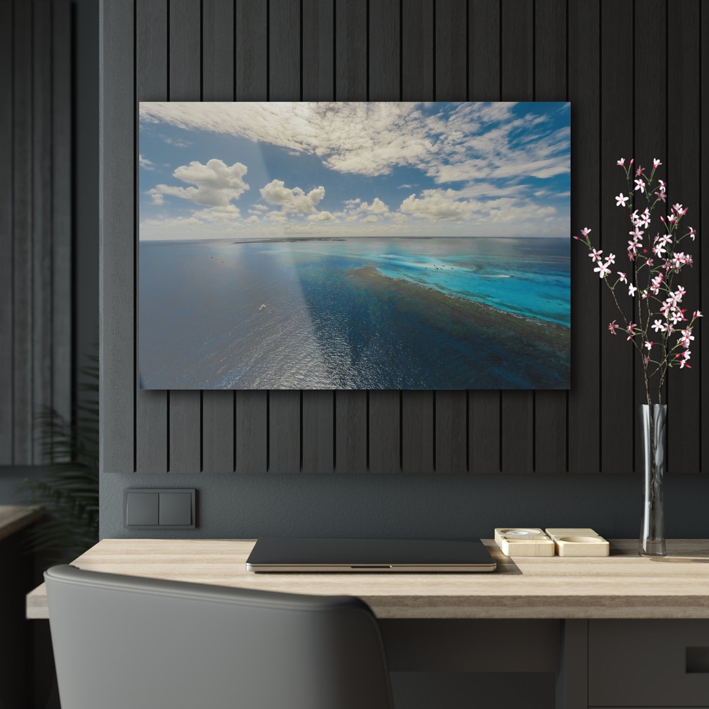 Acrlyic Wall Art - Ariel Shot Barrier Reef, North Sound Grand Cayman