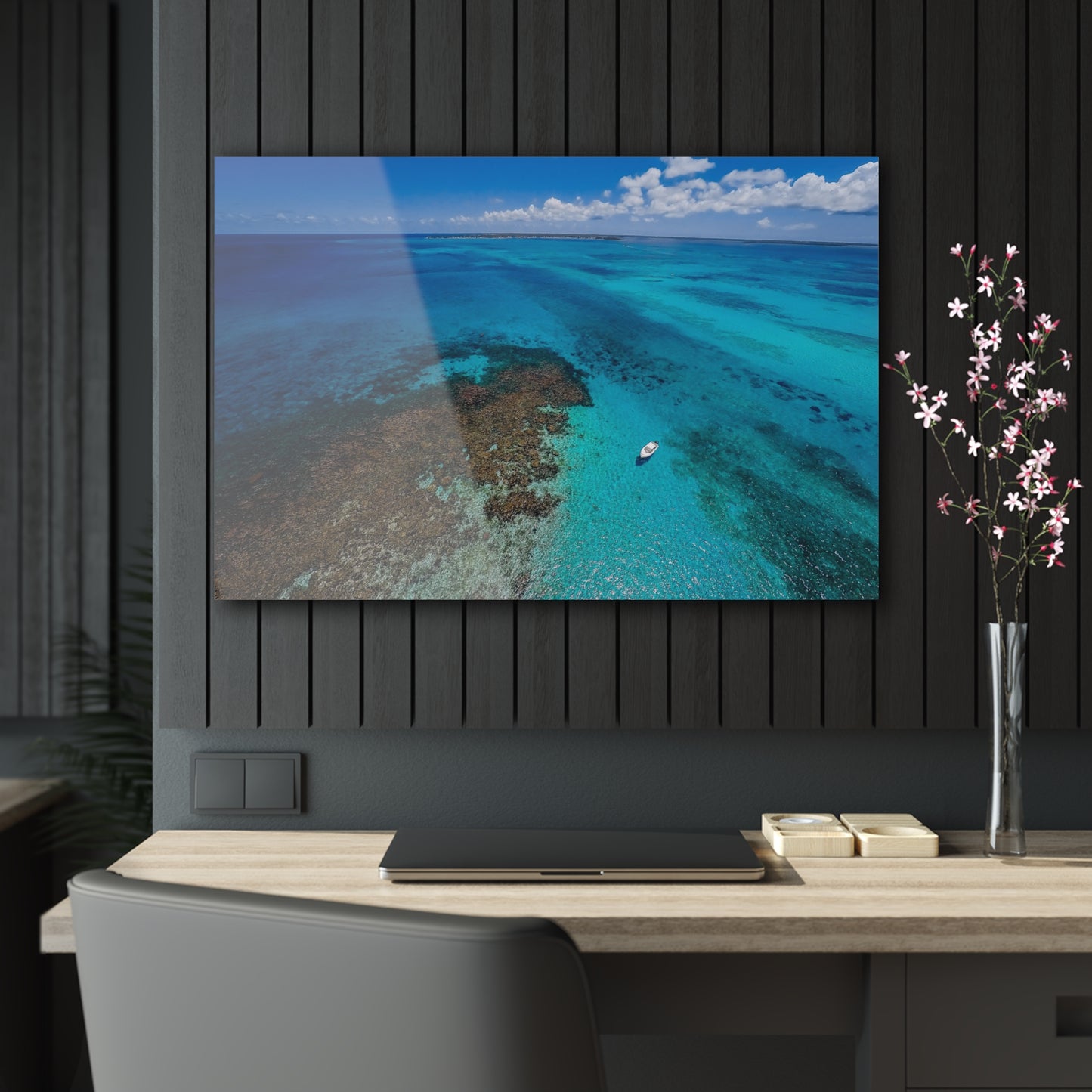 Acrylic Wall Art - Ariel Shot - Beautiful Waters of the North Sound, Grand Cayman