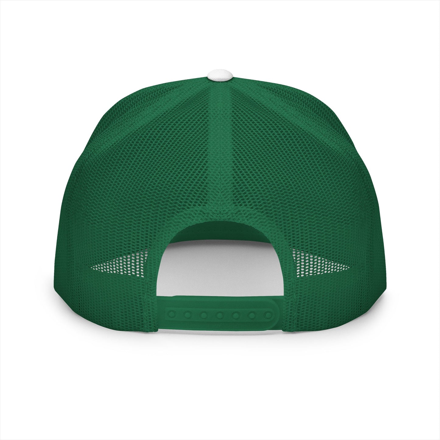 Embroidered 5 Panel Trucker Cap - Stylish Green & White Cap for Outdoor Fun
