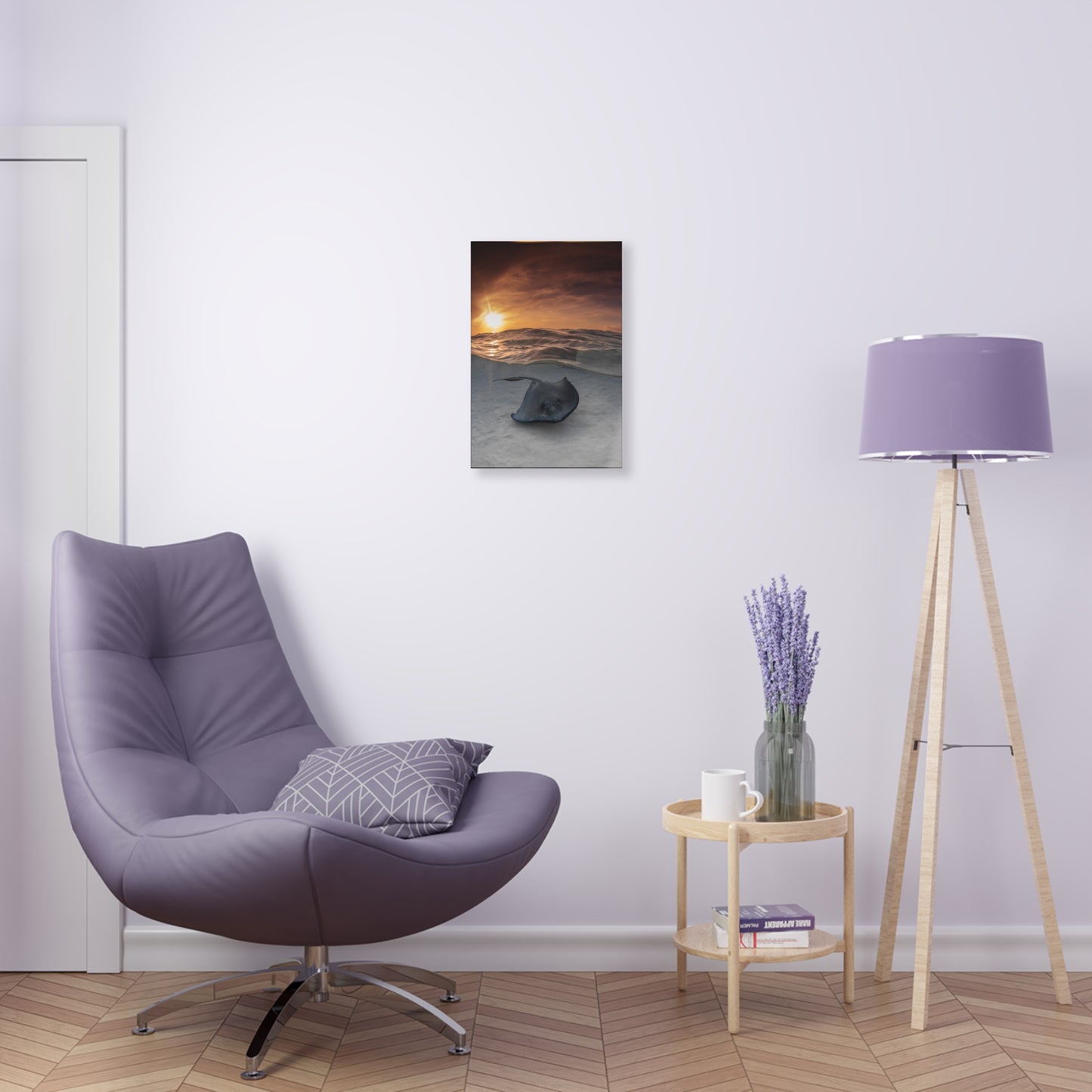 Acrylic Wall Art - A Stingray Swims Along The Sand At Sunrise - Grand Cayman