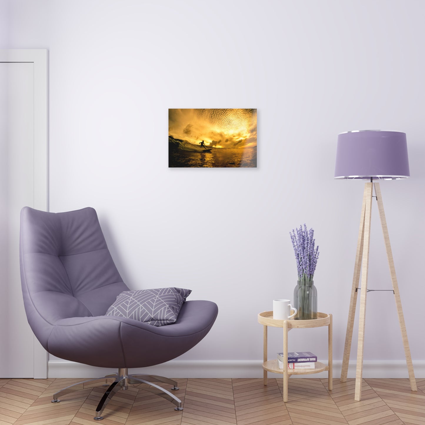 Acrylic Wall Art: Local Surfer Takes a Line on a Wave into the Sunset