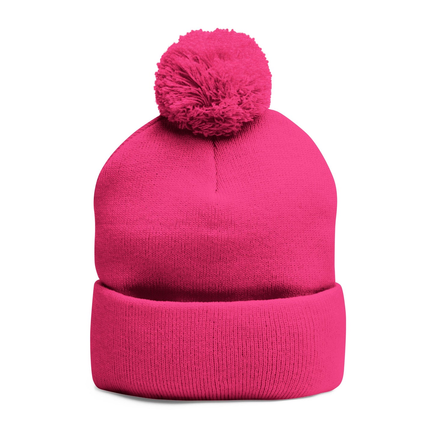 Cozy Pom-Pom Knit Cap with Embroidery - Perfect Winter Accessory