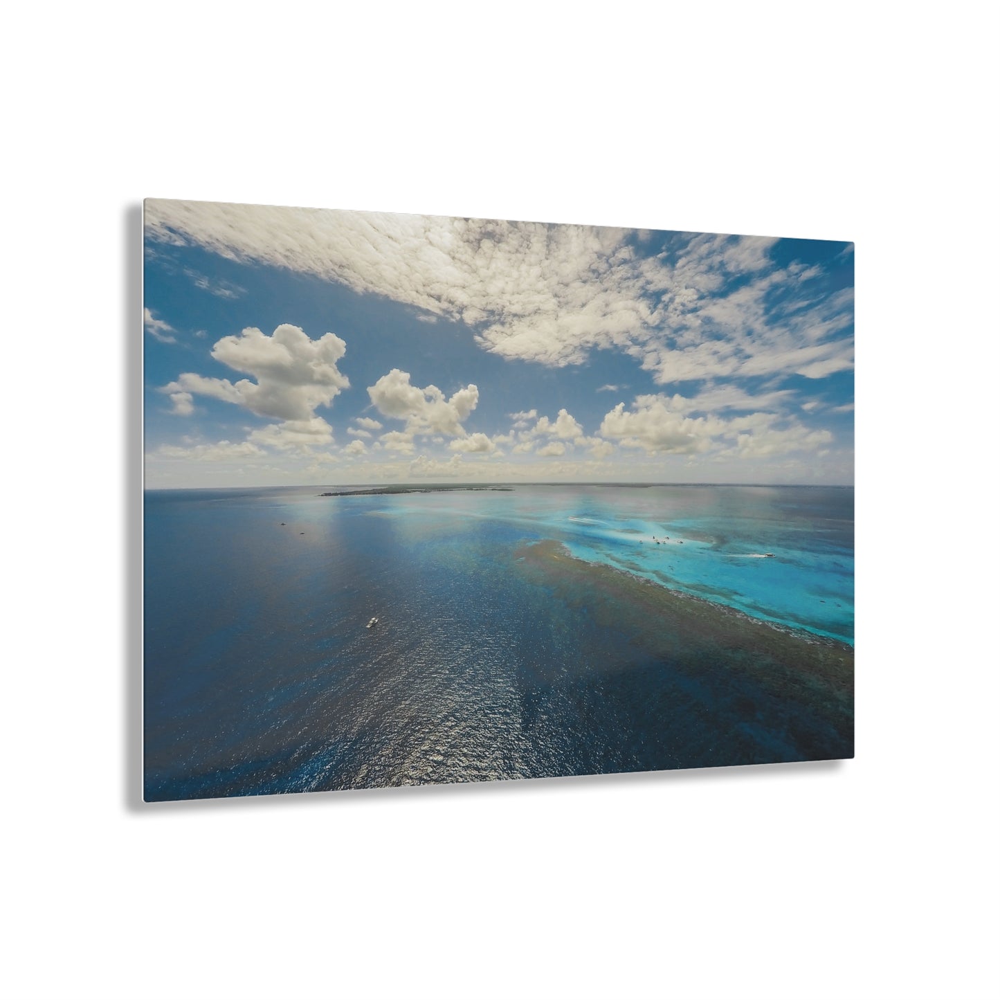 Acrlyic Wall Art - Ariel Shot Barrier Reef, North Sound Grand Cayman