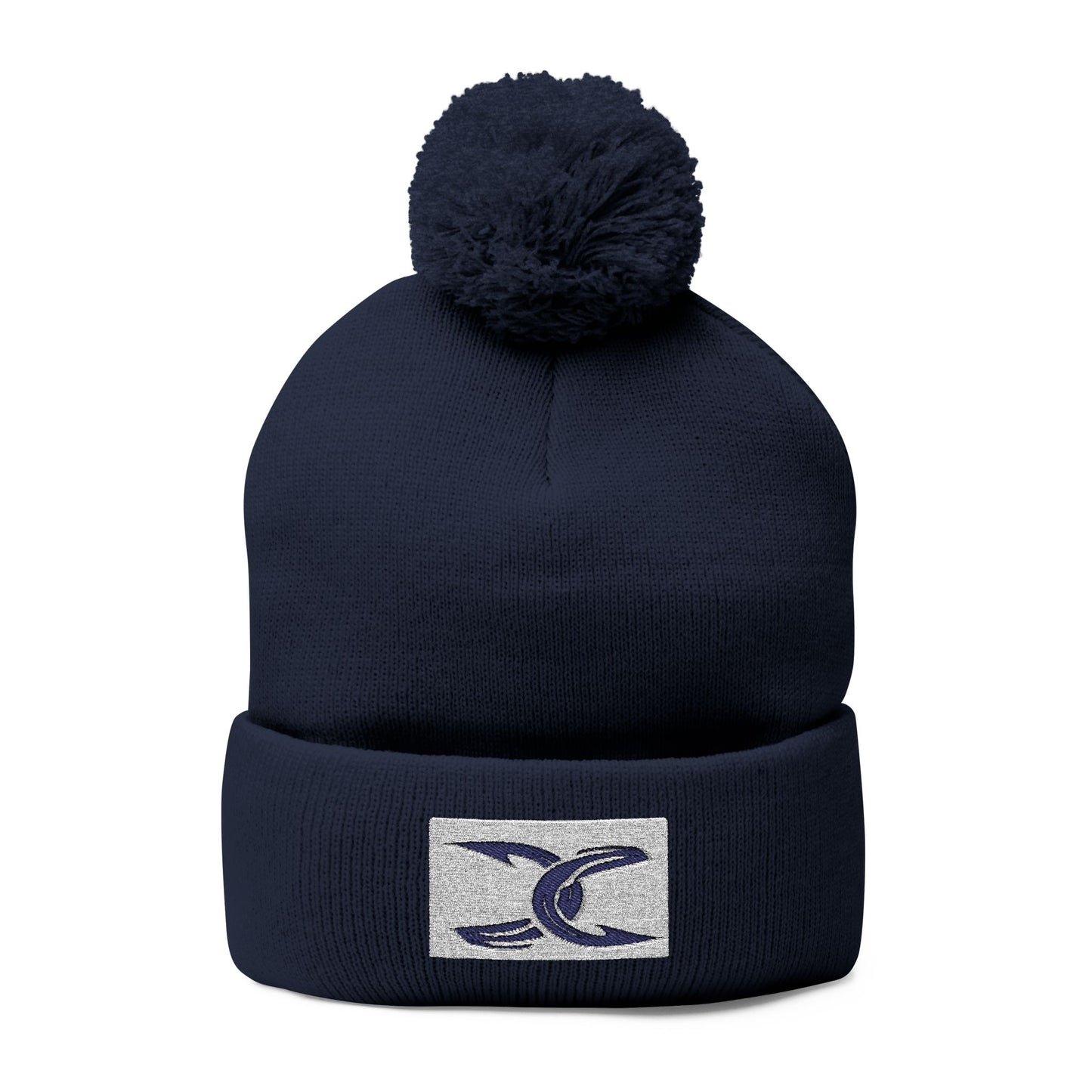 Cozy Pom-Pom Knit Cap with Embroidery - Perfect Winter Accessory