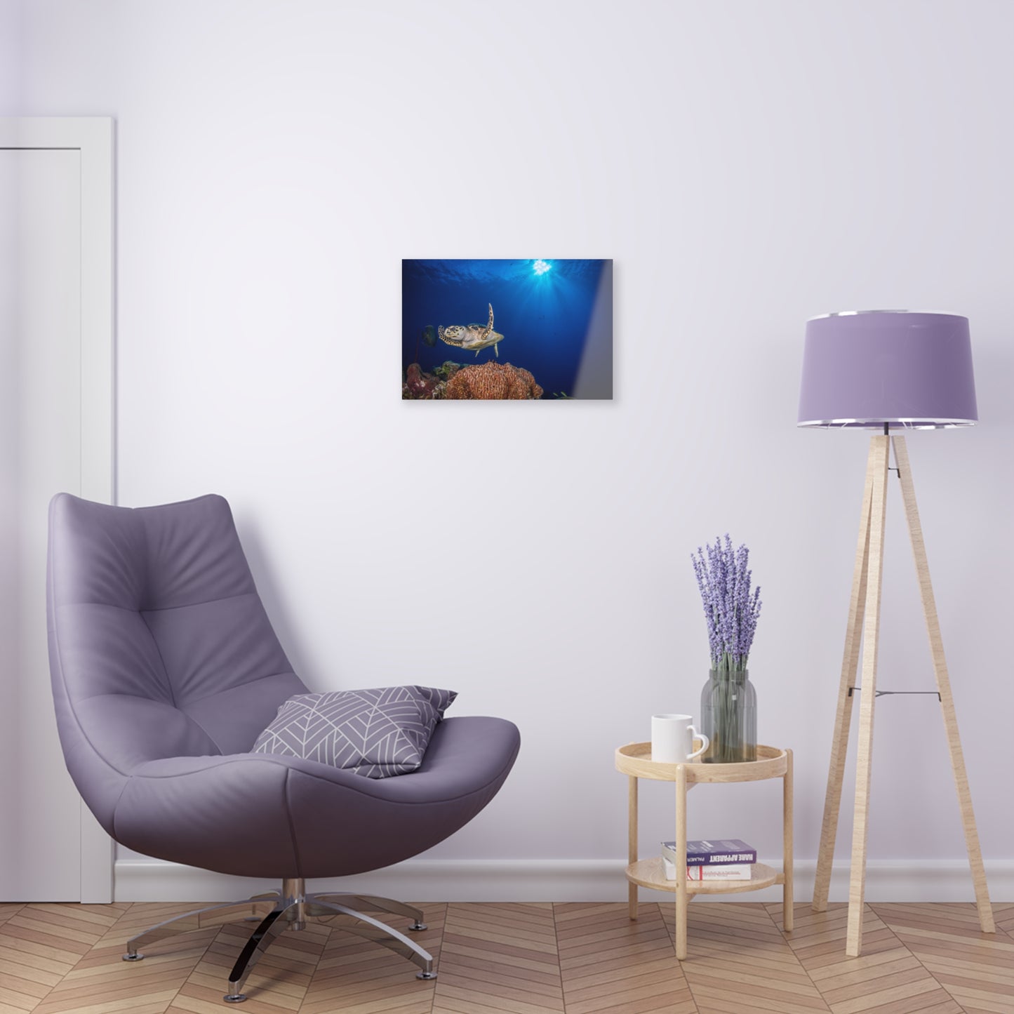 Acrylic Wall Art - Hawksbill Turtle Poses Above The Reef