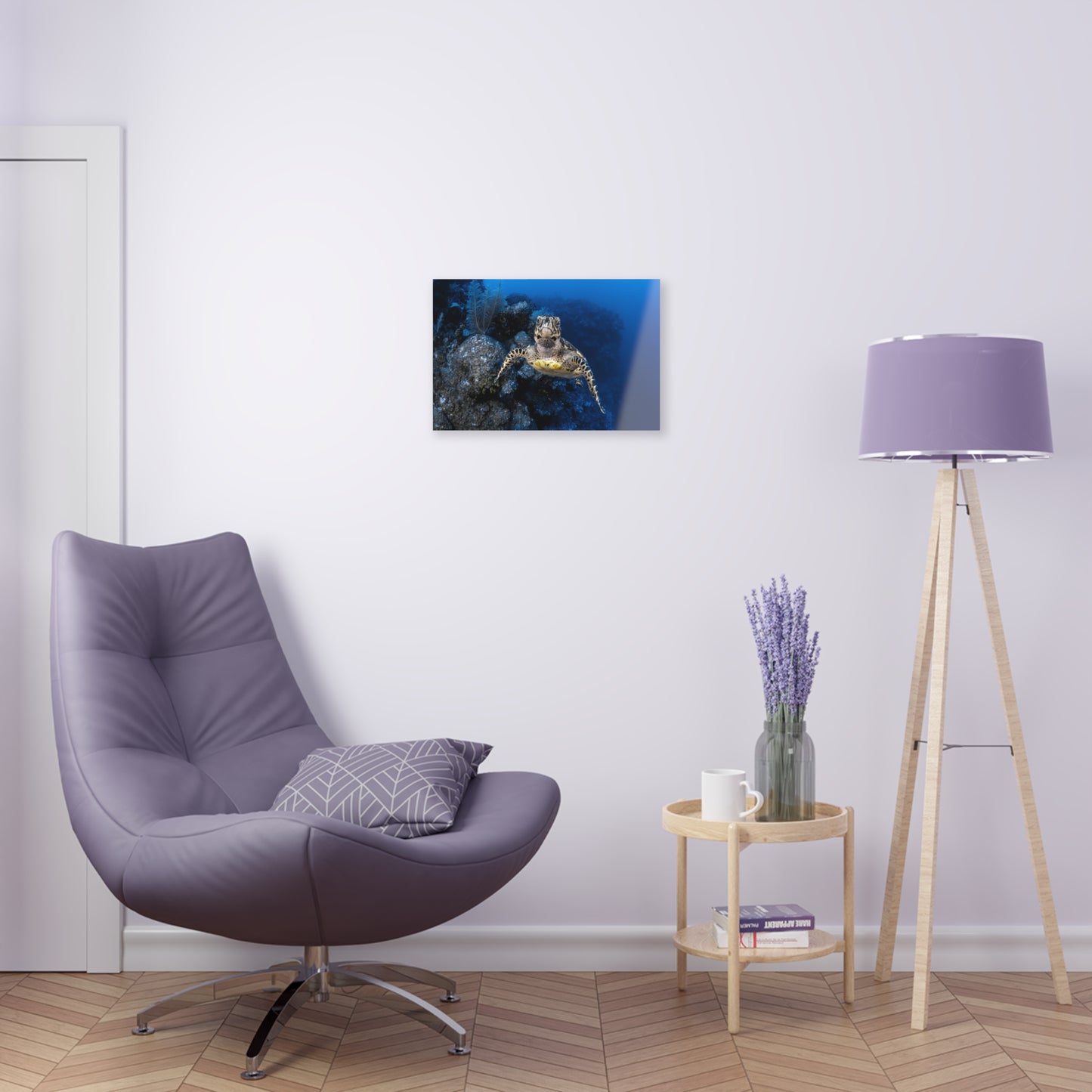 Acrylic Wall Art - Hawksbill Turtle Swims Along The Drop-off - Grand Cayman