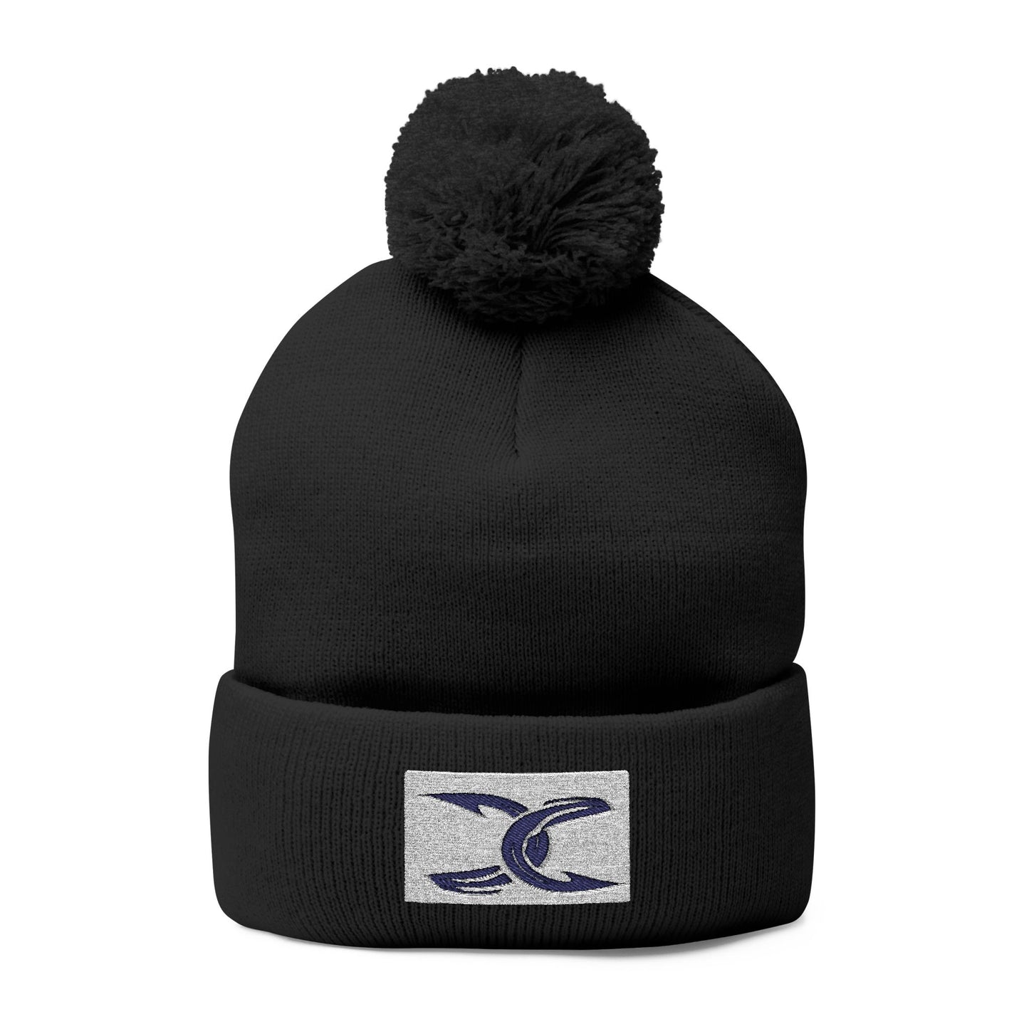 Cozy Pom-Pom Knit Cap with Embroidery - Perfect Winter Accessory