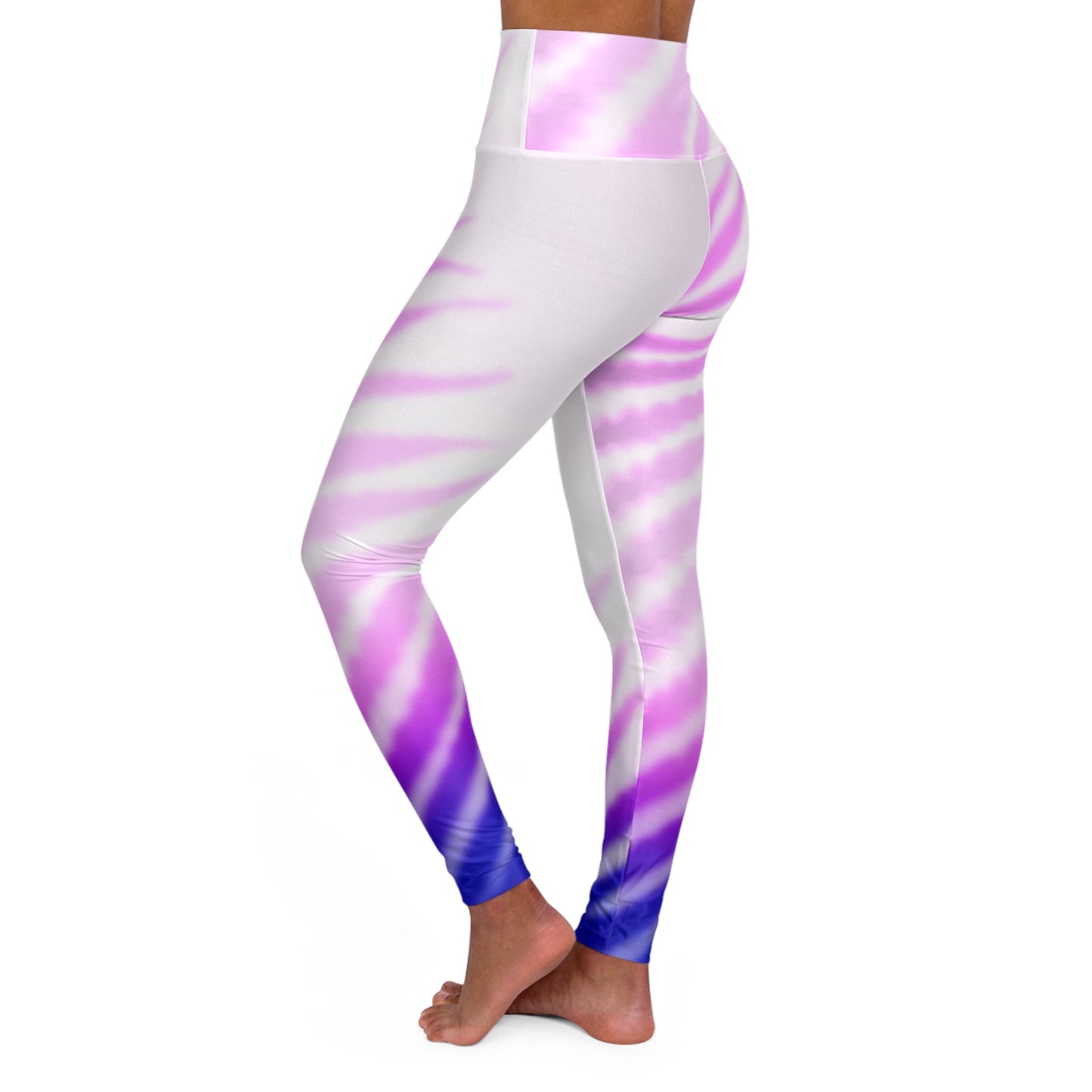 High Waisted Leggings - Purple Palm