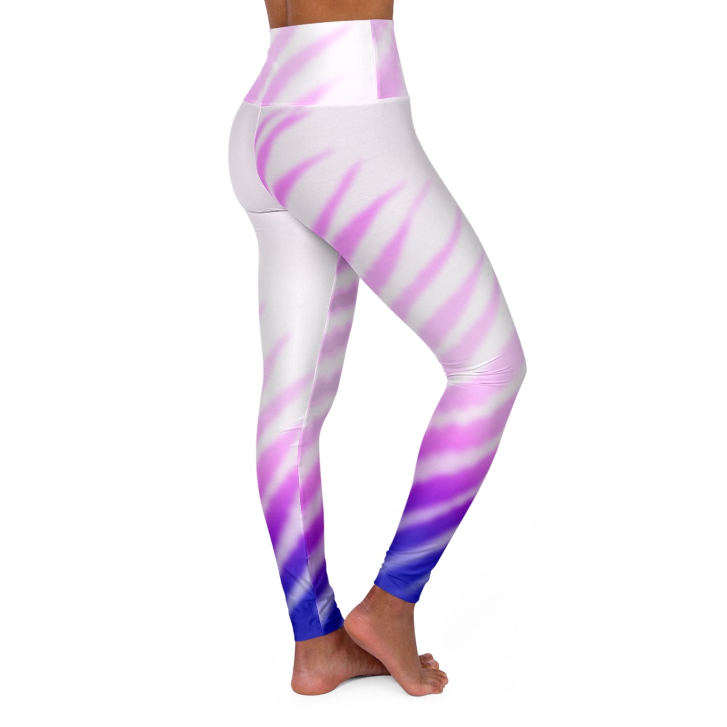 High Waisted Leggings - Purple Palm