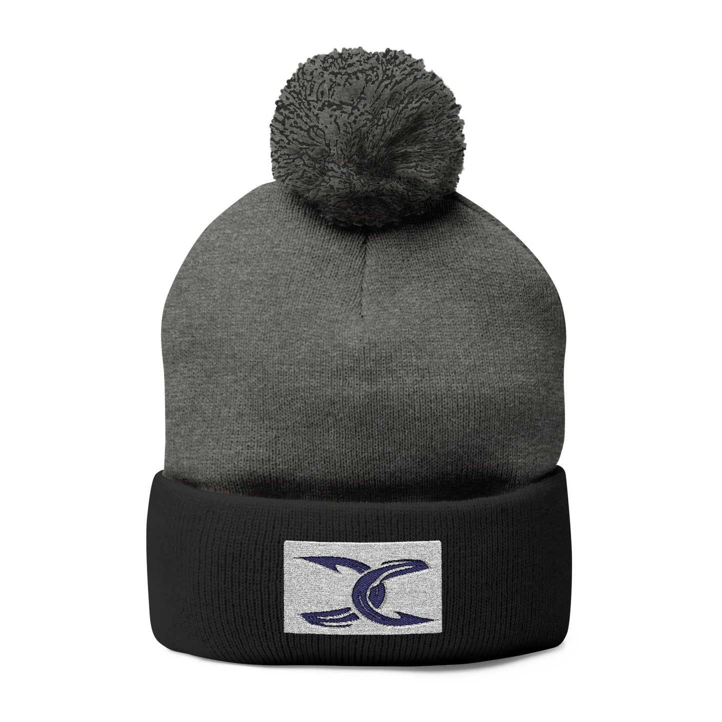Cozy Pom-Pom Knit Cap with Embroidery - Perfect Winter Accessory