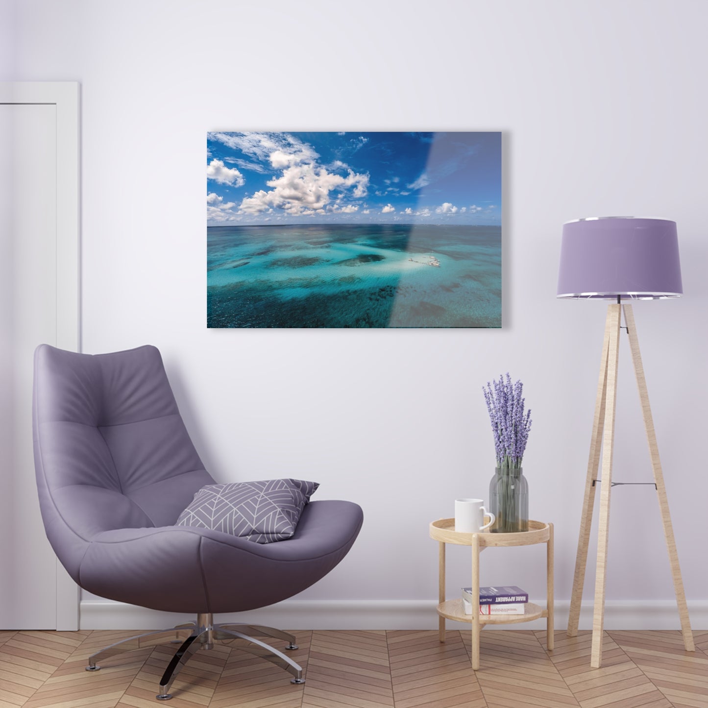 Acrylic Wall Art - Ariel Shot Crystal Clear Water Stingray City Grand Cayman