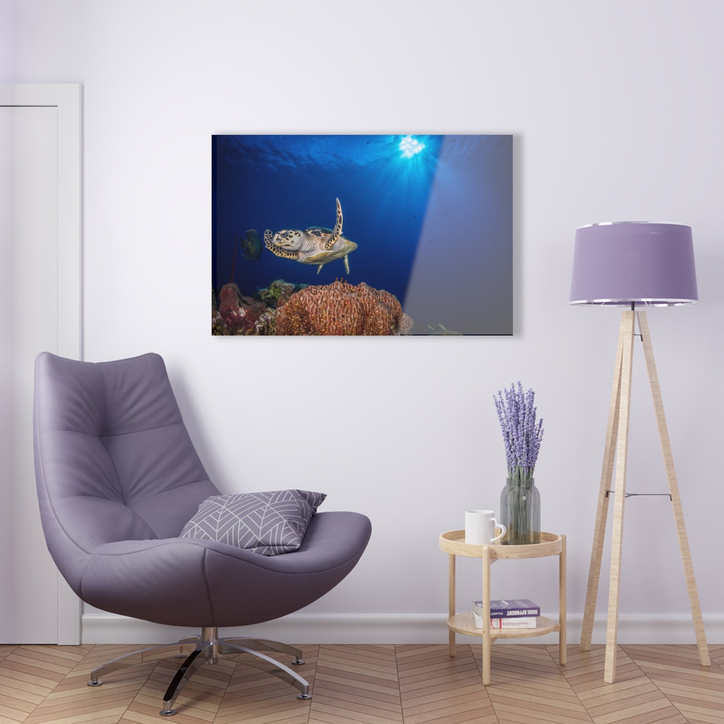 Acrylic Wall Art - Hawksbill Turtle Poses Above The Reef