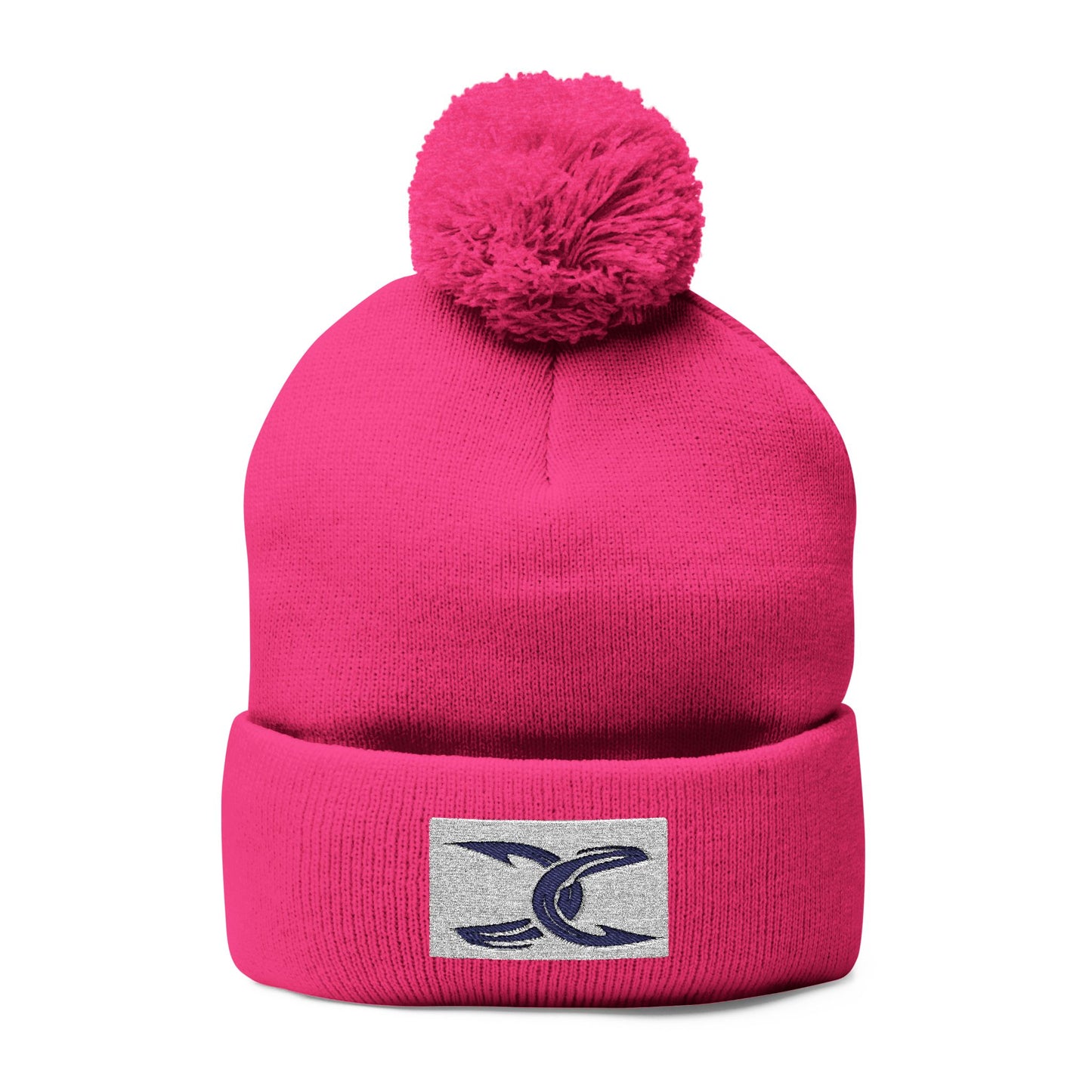 Cozy Pom-Pom Knit Cap with Embroidery - Perfect Winter Accessory