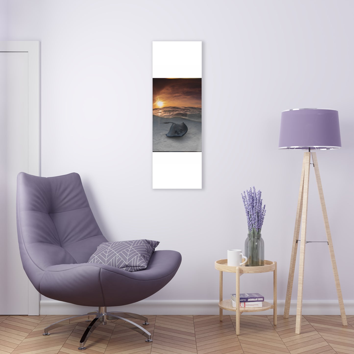 Acrylic Wall Art - A Stingray Swims Along The Sand At Sunrise - Grand Cayman