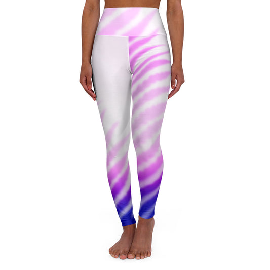 High Waisted Leggings - Purple Palm