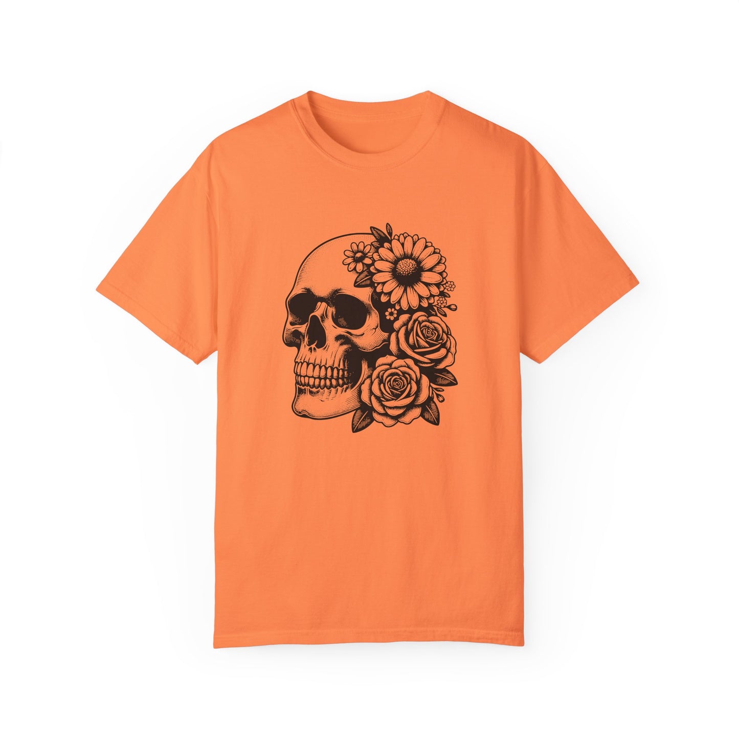 Big Flowers Skull T-Shirt | Unisex Garment-Dyed Tee | Stylish Island Vibe