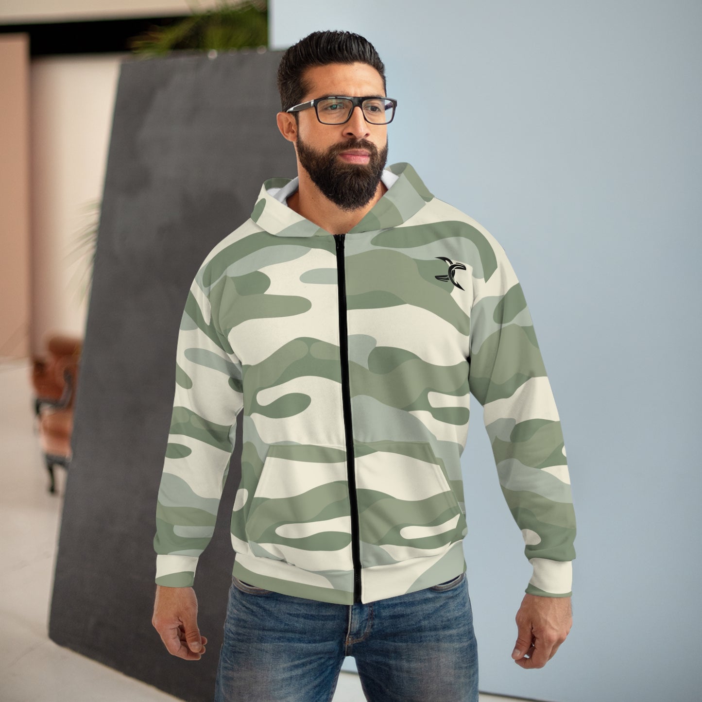 Camo Fish Hoodie - We Like Em Thick Unisex Zip Hoodie