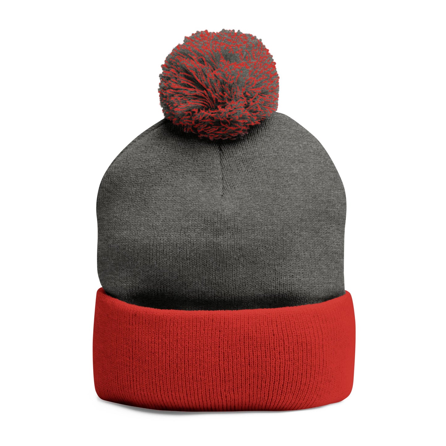 Cozy Pom-Pom Knit Cap with Embroidery - Perfect Winter Accessory