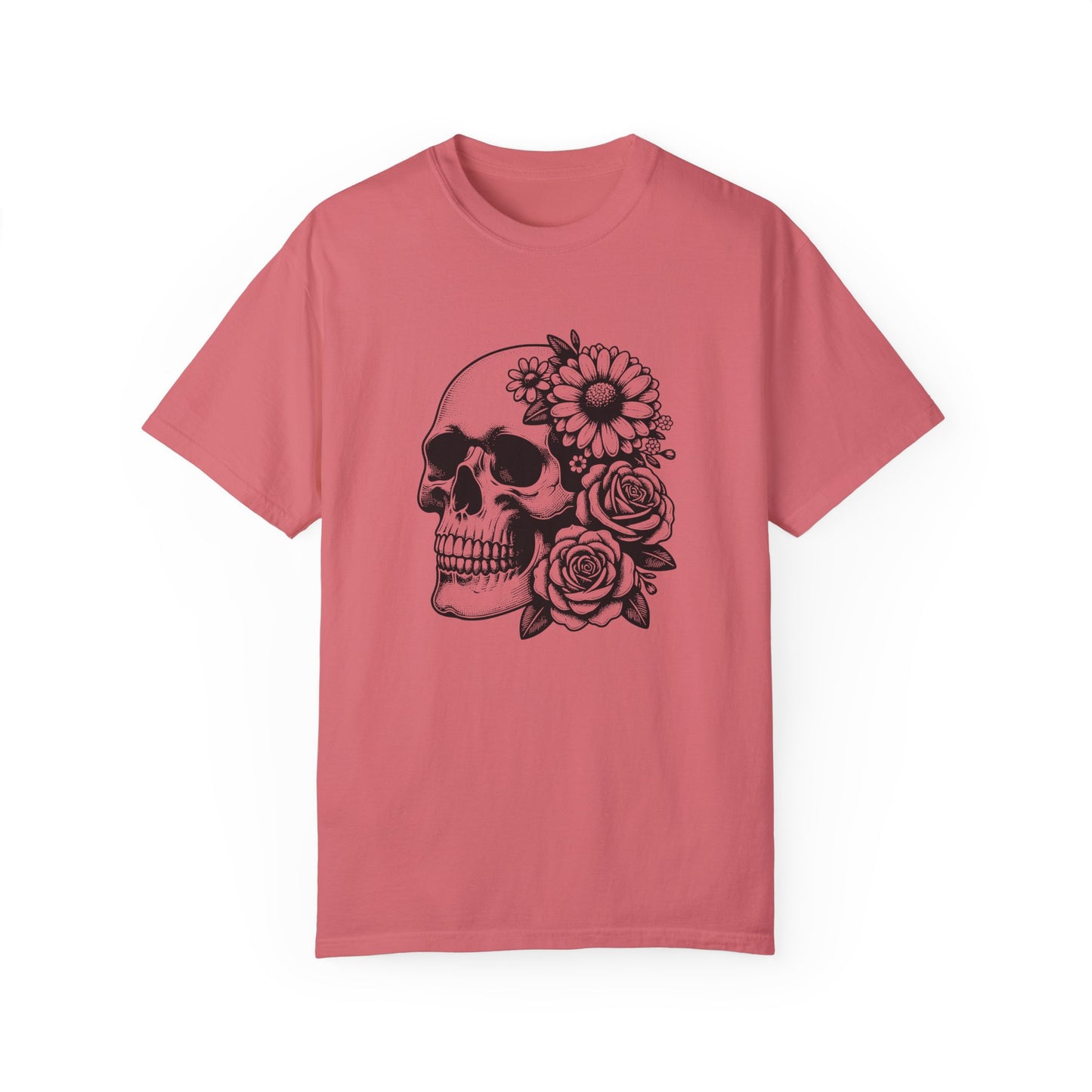 Big Flowers Skull T-Shirt | Unisex Garment-Dyed Tee | Stylish Island Vibe