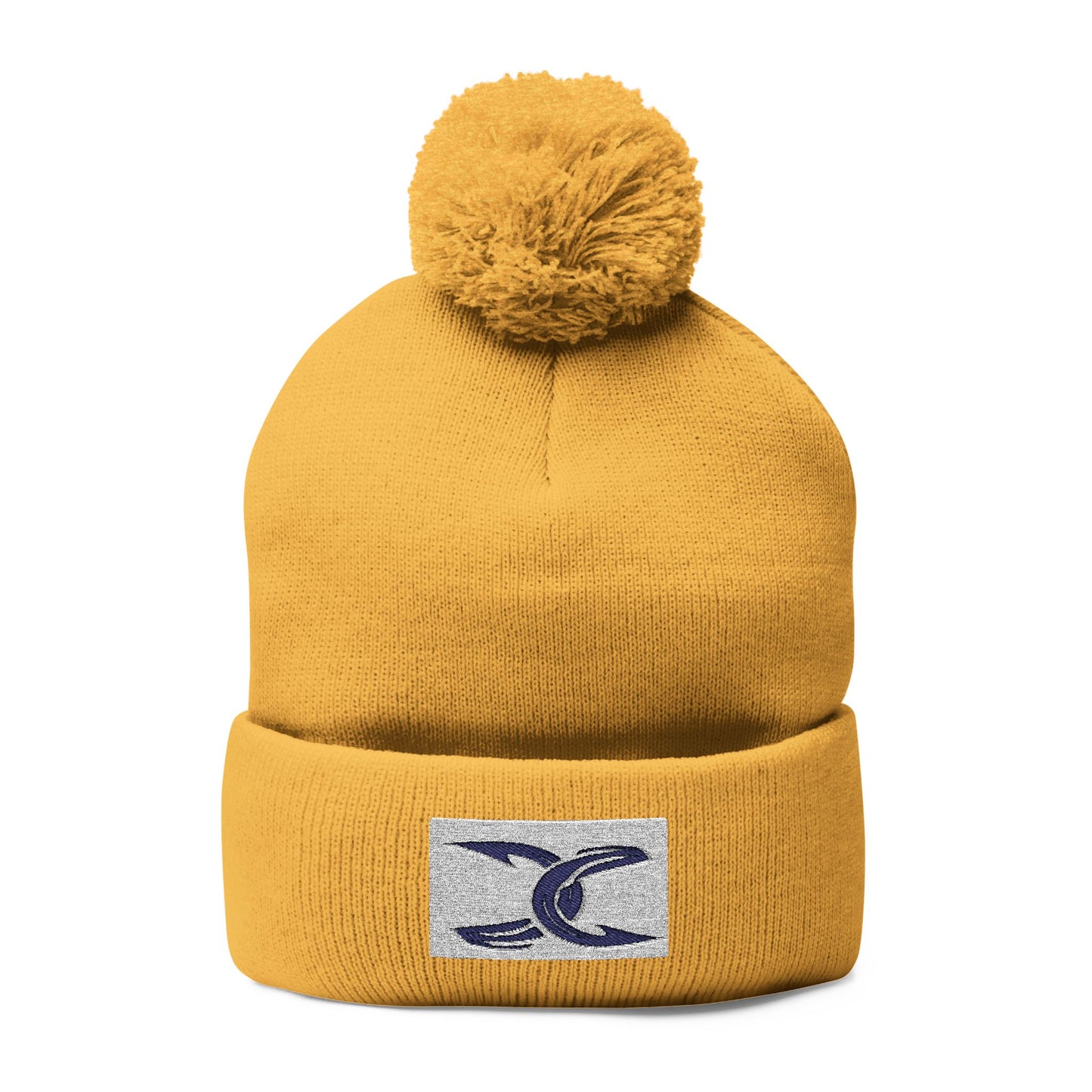 Cozy Pom-Pom Knit Cap with Embroidery - Perfect Winter Accessory