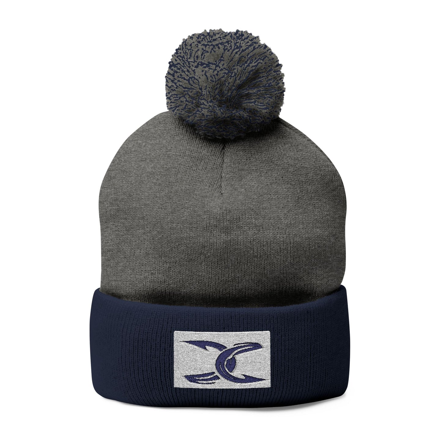 Cozy Pom-Pom Knit Cap with Embroidery - Perfect Winter Accessory
