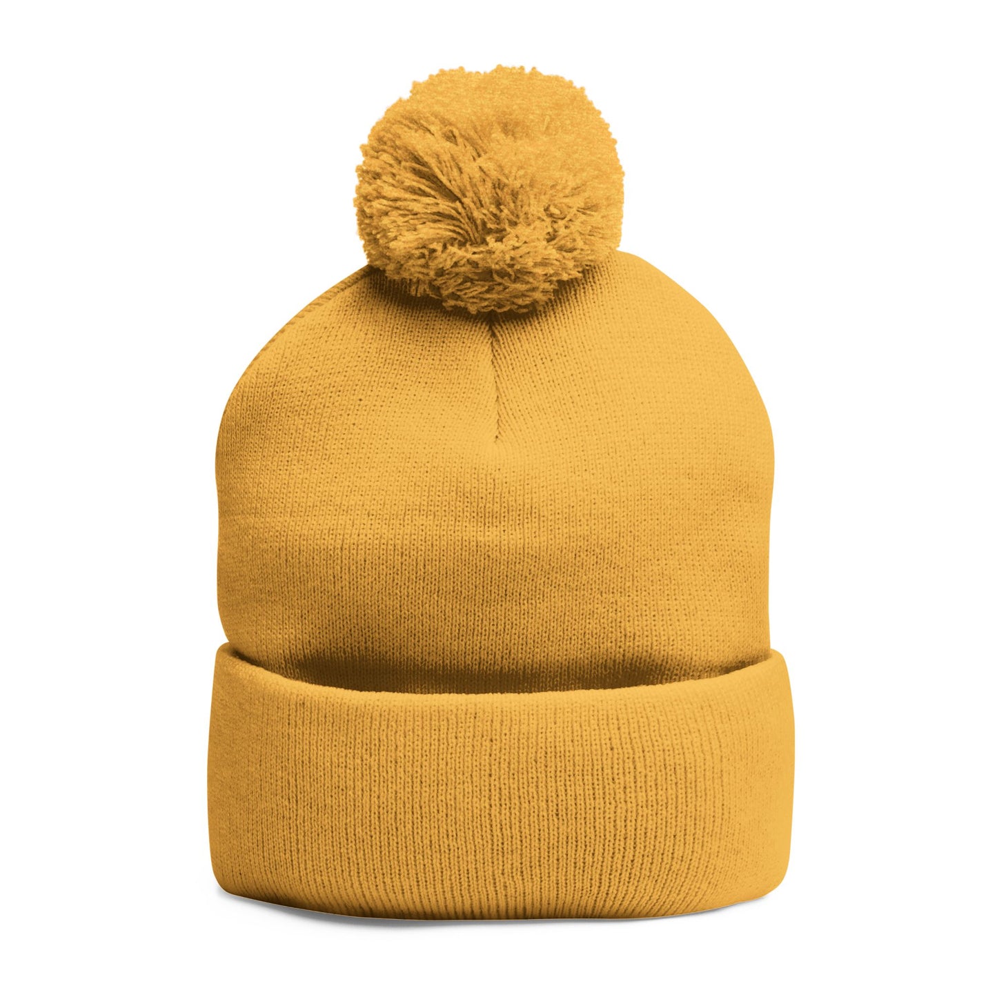 Cozy Pom-Pom Knit Cap with Embroidery - Perfect Winter Accessory