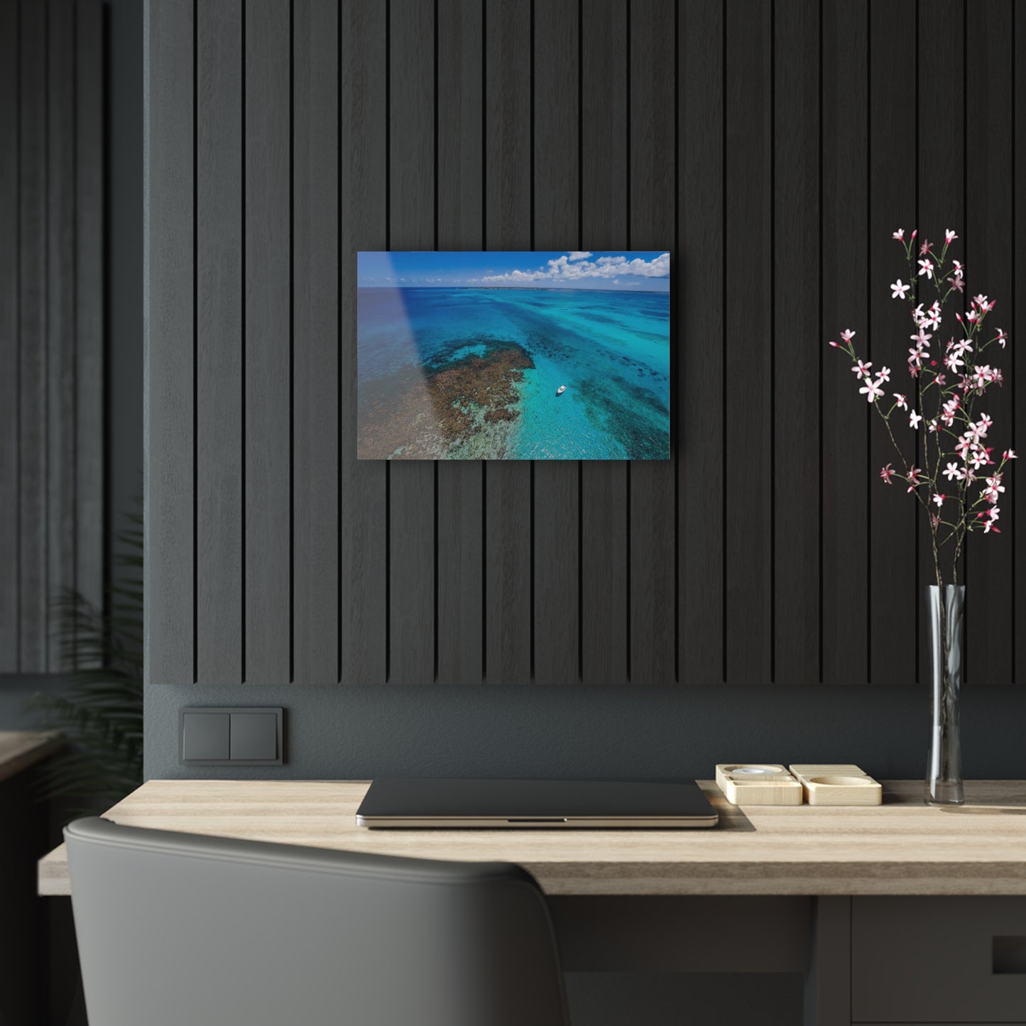 Acrylic Wall Art - Ariel Shot - Beautiful Waters of the North Sound, Grand Cayman