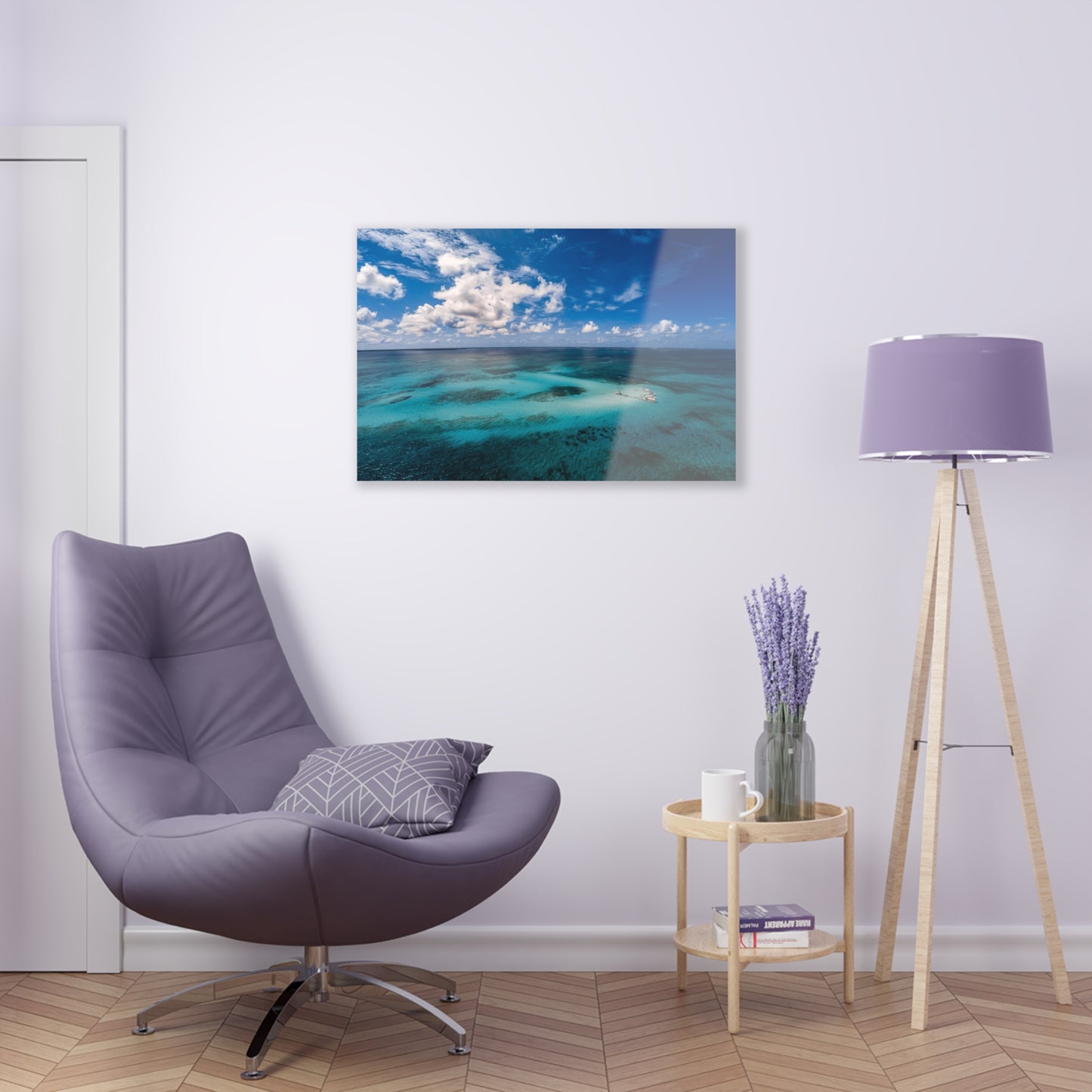 Acrylic Wall Art - Ariel Shot Crystal Clear Water Stingray City Grand Cayman
