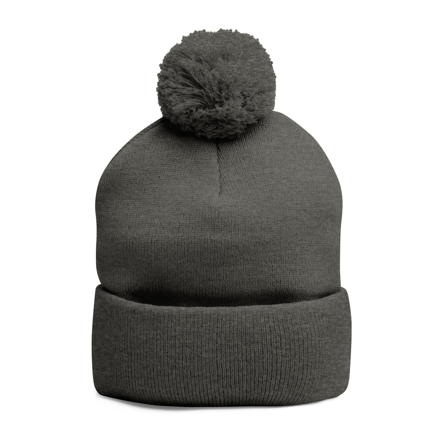 Cozy Pom-Pom Knit Cap with Embroidery - Perfect Winter Accessory