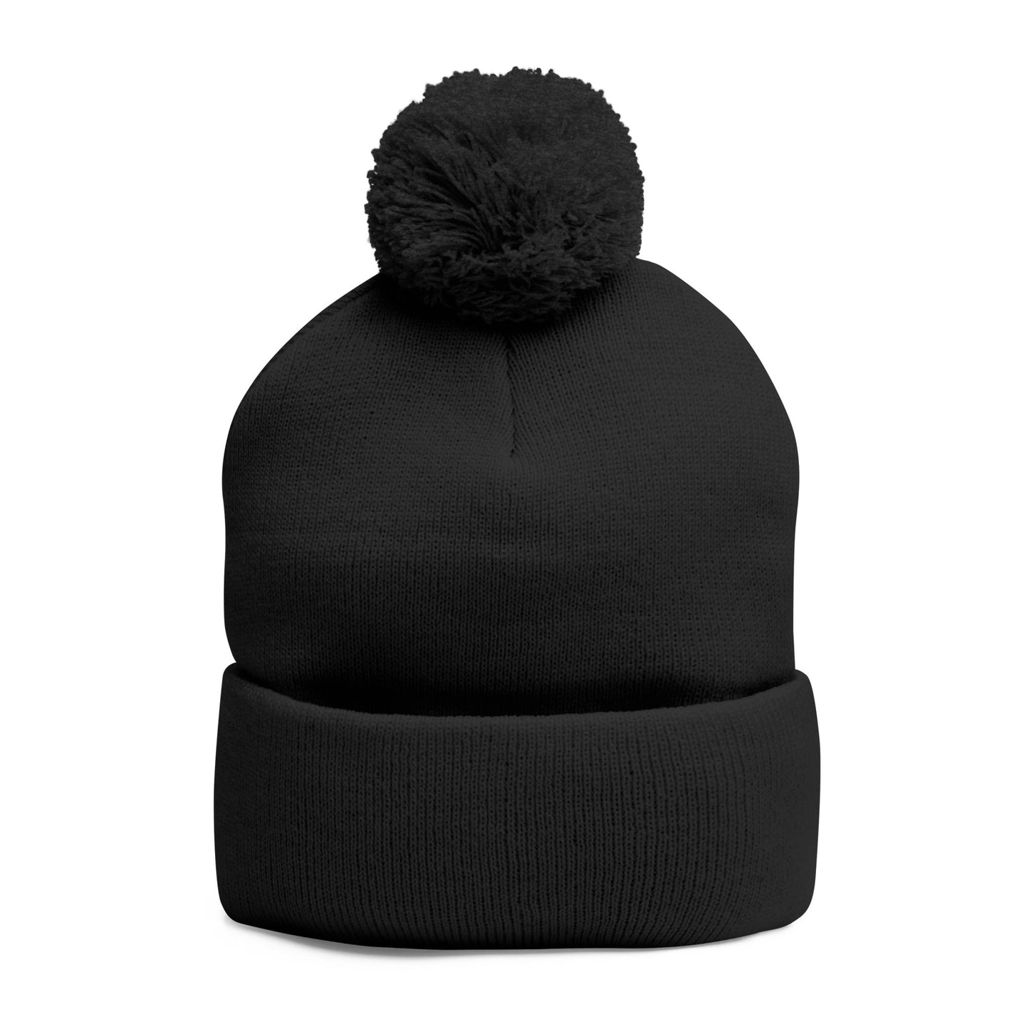 Cozy Pom-Pom Knit Cap with Embroidery - Perfect Winter Accessory