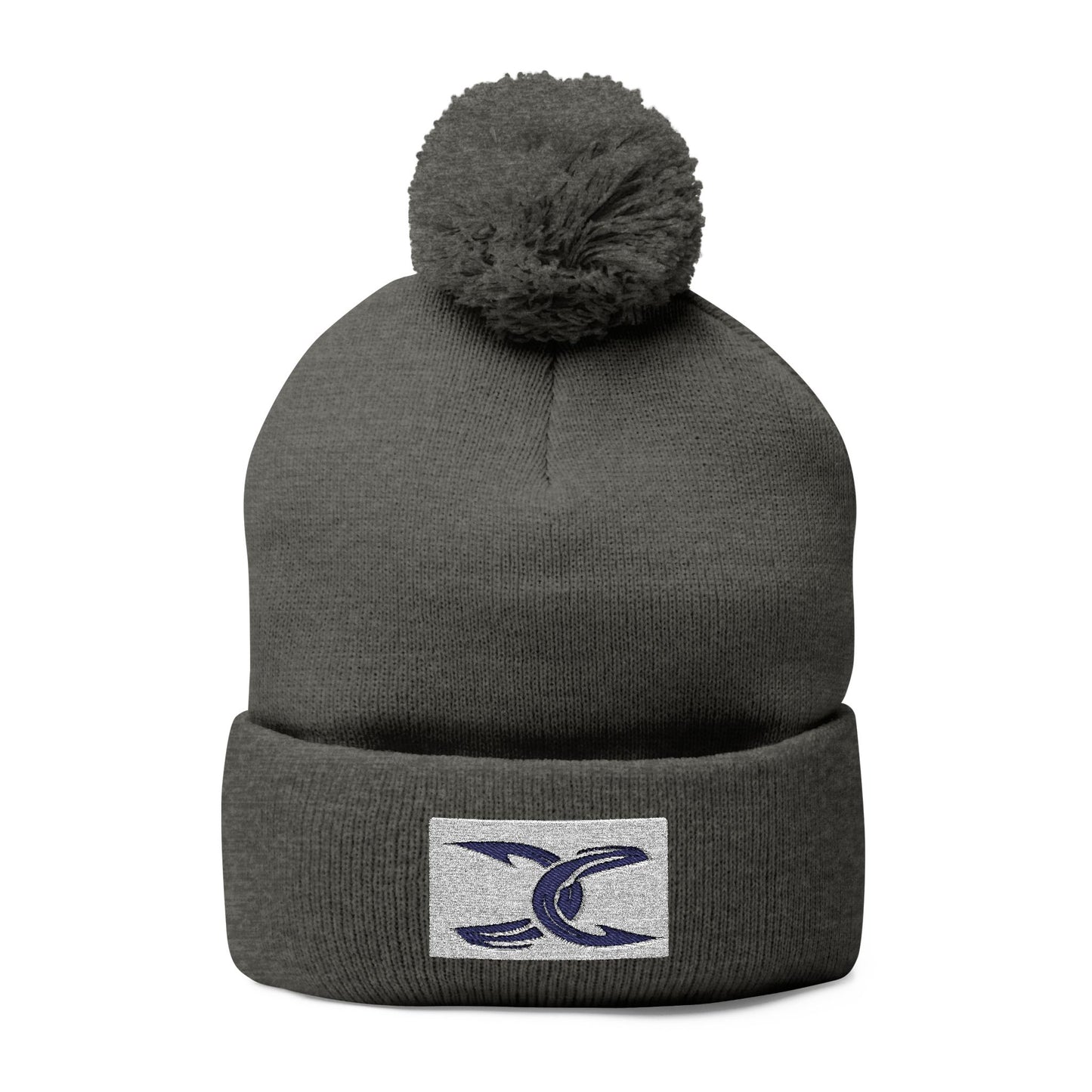 Cozy Pom-Pom Knit Cap with Embroidery - Perfect Winter Accessory