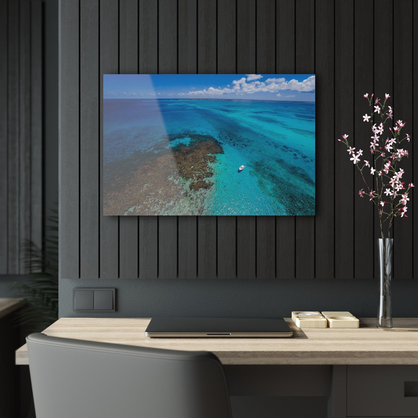 Acrylic Wall Art - Ariel Shot - Beautiful Waters of the North Sound, Grand Cayman