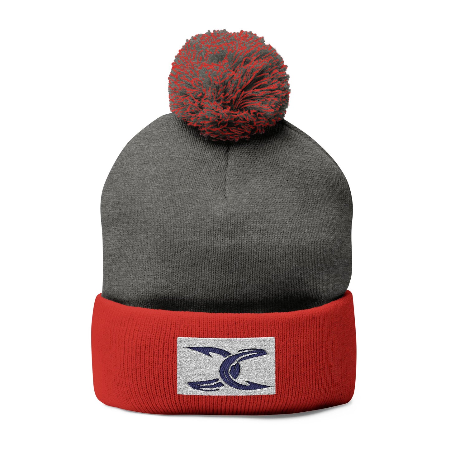 Cozy Pom-Pom Knit Cap with Embroidery - Perfect Winter Accessory