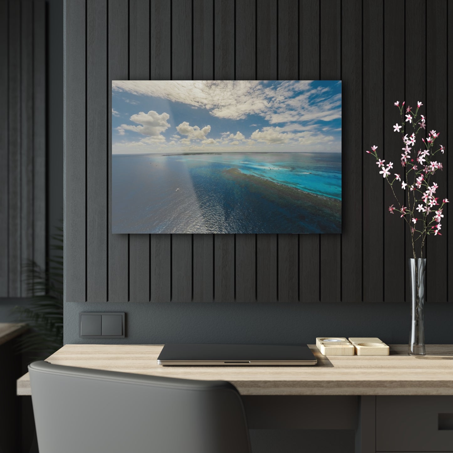 Acrlyic Wall Art - Ariel Shot Barrier Reef, North Sound Grand Cayman