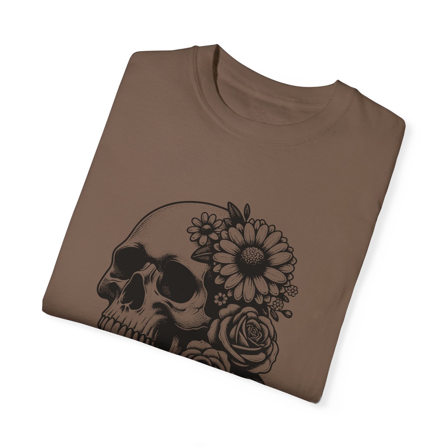 Big Flowers Skull T-Shirt | Unisex Garment-Dyed Tee | Stylish Island Vibe