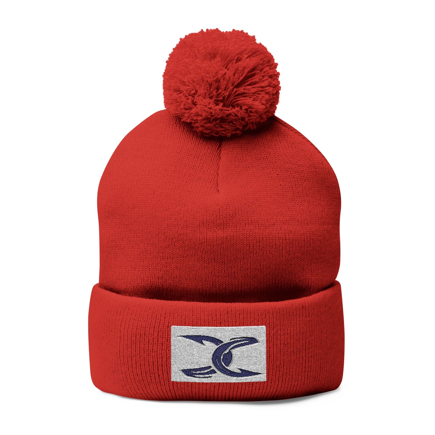 Cozy Pom-Pom Knit Cap with Embroidery - Perfect Winter Accessory