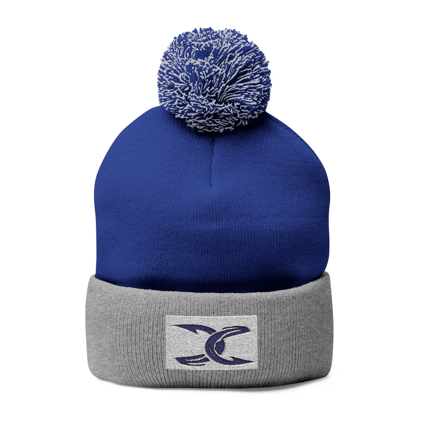 Cozy Pom-Pom Knit Cap with Embroidery - Perfect Winter Accessory